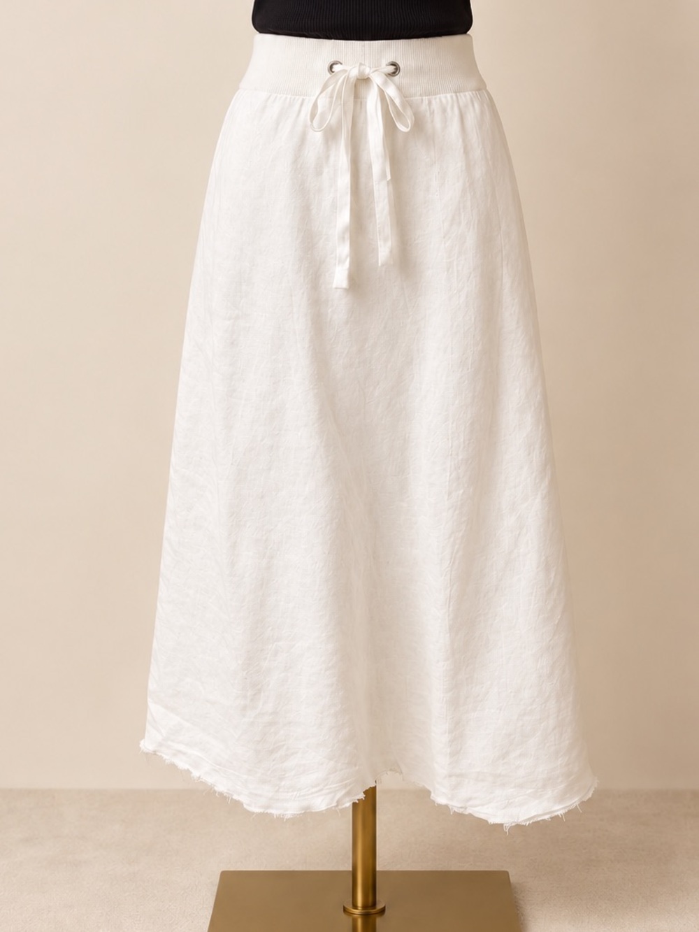 NWT Eileen Fisher Organic Linen Drawstring A-Line Skirt Lagenlook Coastal